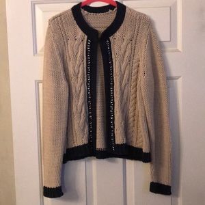 Chico’s size 3 cream and navy cardigan